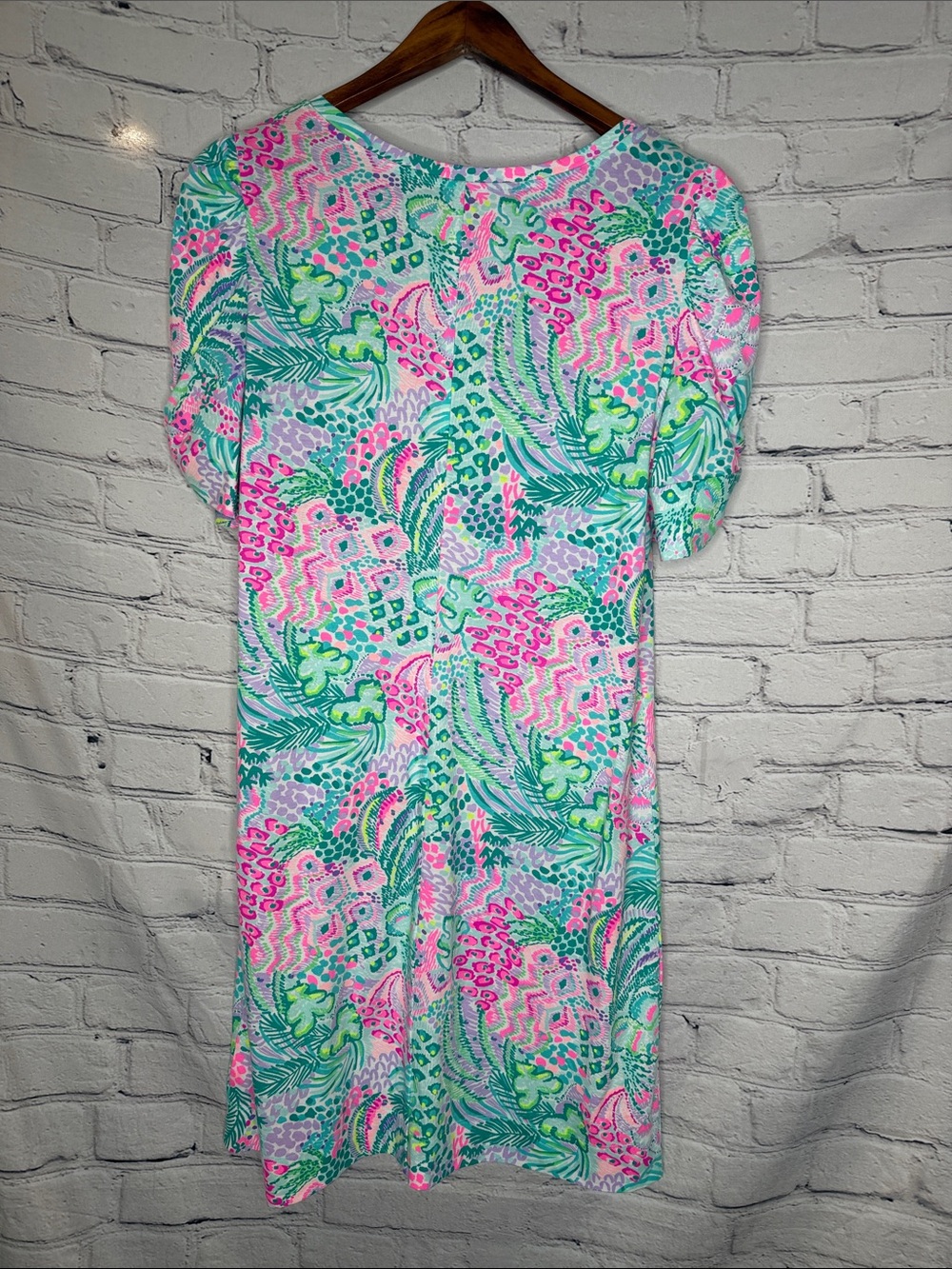 Lilly Pulitzer Tropical Print Shift Dress W/Square Neck Size X-Large - Picture 2 of 13